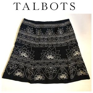 Talbots Black and White A-Line Skirt
